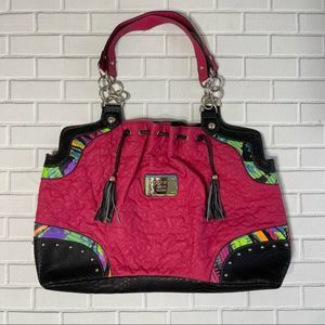 COOGI Signature Tassel Studded Rare Retro 1990s Tote Bag Pink Black